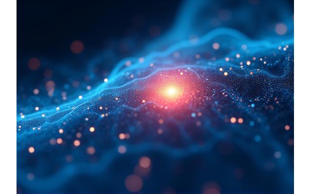 Une interface numérique stylisée montrant des algorithmes de vision par ordinateur analysant une image de peau. Des lignes de code et des graphiques de données superposés à une image dermatologique, symbolisant l'efficacité et la précision de l'IA. Prédominance des couleurs primaires et sombres de la palette.